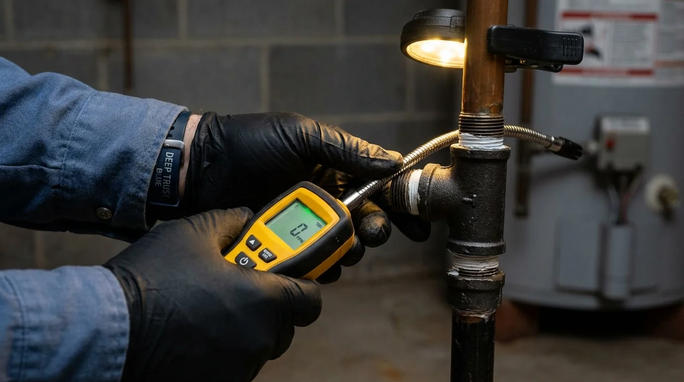 Gas leak detection with electronic sniffer by Johns Plumbing LLC in Derwood