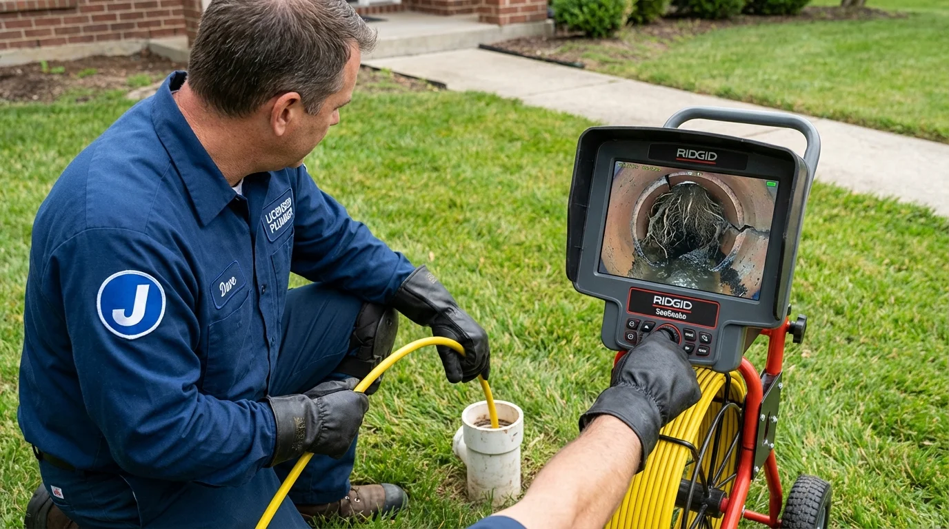 Sewer camera inspection being performed by Johns Plumbing LLC in Derwood